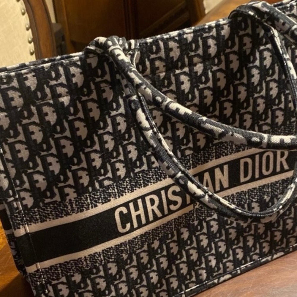 Lux inspired  Black and White Canvas Tote